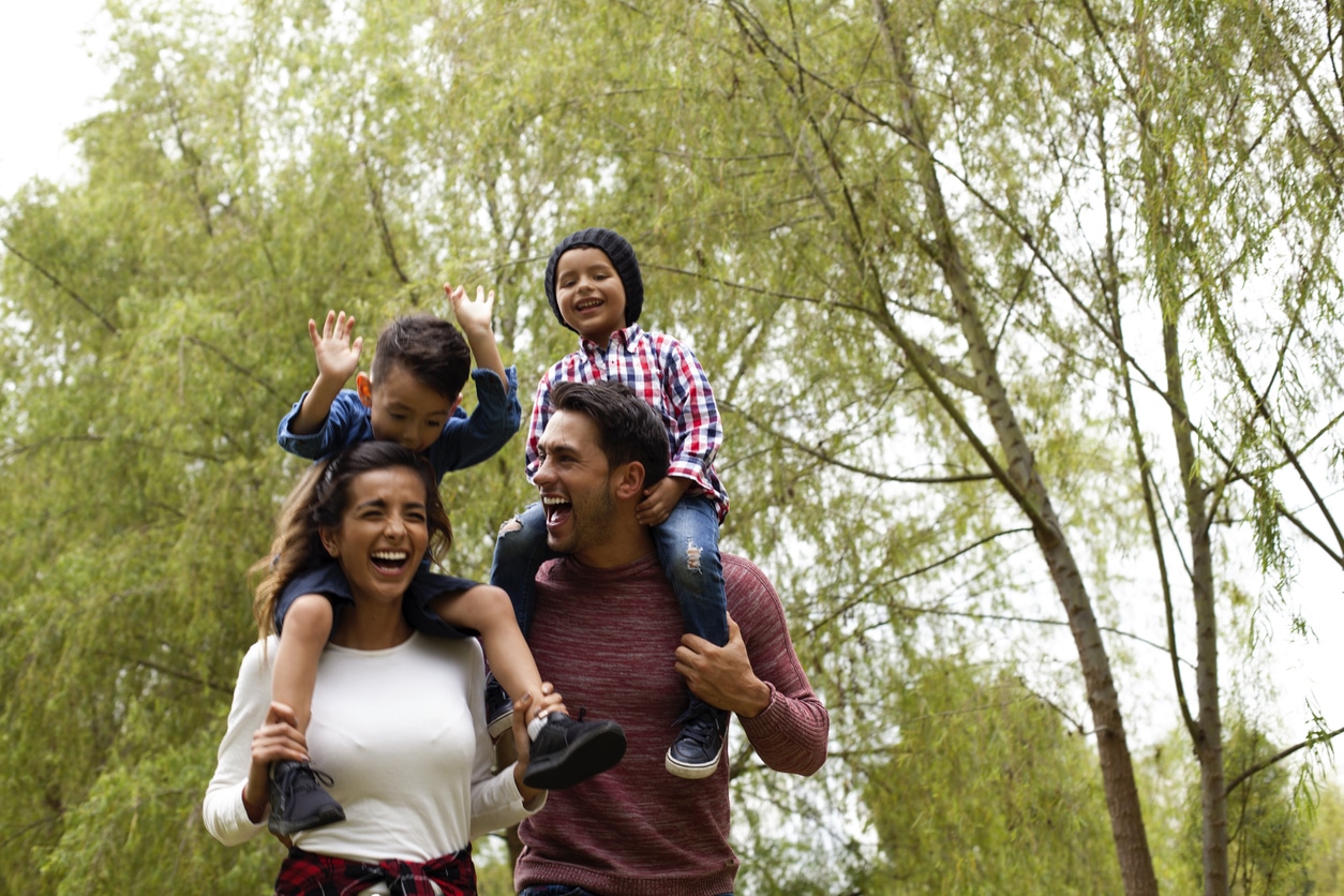 Happy family outdoors